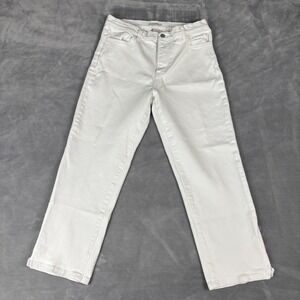 Boston Proper White Denim Cropped Straight Leg Jeans Women's Size 10‎